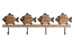 appendiabiti in metaalo legno con pesci